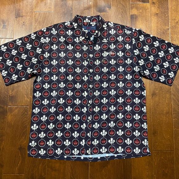 Phat Farm Vintage Y2K Maple Leaf AOP Button Front Navy White Shirt Mens Size 3XL - Picture 3 of 9